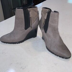 10 Crosby Derek Lam gray and black fur ankle boots size 9 1/2